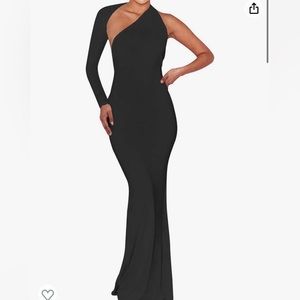 One shoulder Black Maxi Dress